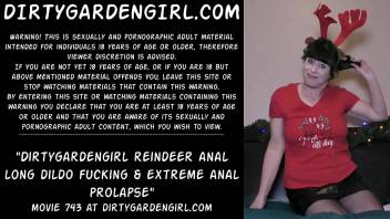 Dirtygardengirl reindeer anal long dildo fucking & extreme anal prolapse